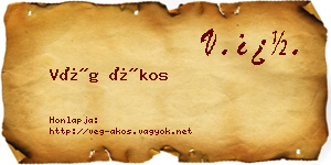 Vég Ákos névjegykártya